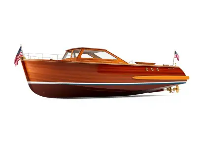 Classic Wooden Yacht model pack Low-poly 3D model