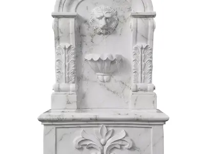 Ornate Marble Wall Fountain Classical Lion Head Low-poly 3D model
