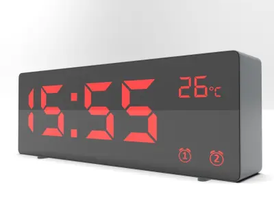 CLOCK GRAY RED Low-poly 3D model