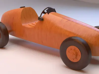 Old style wooden toy car 3D model