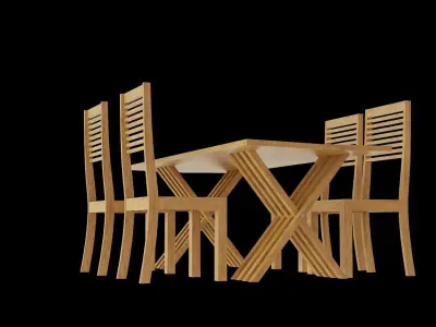 Table set Pack 08 Low-poly 3D model