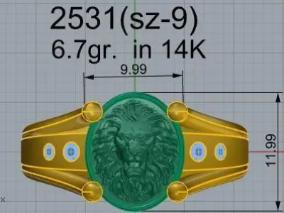 Oval Lion Ring 2531 3D print model
