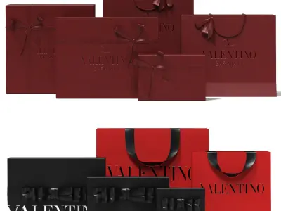 Valentino Luxury Packaging Boxes and Paper Bags Low-poly 3D model