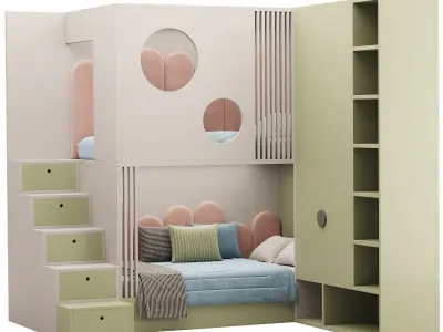Childrens bunk bed 29 3D model