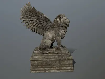 lion statue 01 Low-poly 3D model