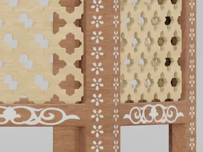 Hexagonal ornate Moroccan table 02 3D model