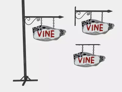 old wooden vine sign 02 Low-poly 3D model