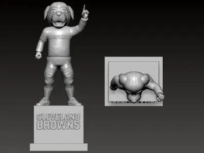 NFL - CLEVELAND BROWNS FOOTBALL MASCOT STATUE - 3D PRINT 3D print model