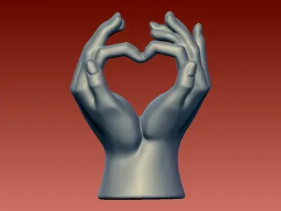 Heart Gesture Sculpture Resin Abstract Hand Love -3D print 3D print model