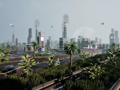 Neo-Cyber Sci-Fi Outpost Unreal Engine Environment Low-poly 3D model