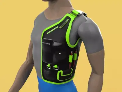 MULTIPURPOSE VEST CLOTH JACKET POCKET FOR ENGINEER SAFETY 3D model