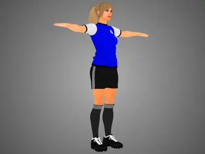 Caucasian Football Soccer Player Female  3D model