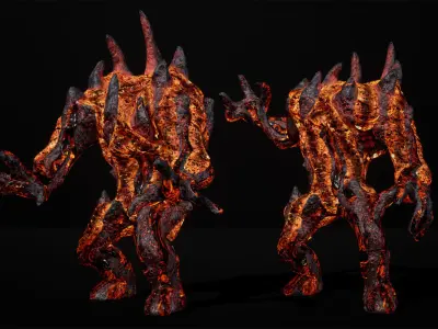 Hell Golem Defender Low-poly game engine ready 3D model Low-poly 3D model