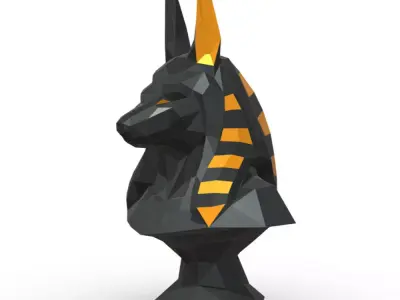 anubis low poly egyptian bust 3D print model