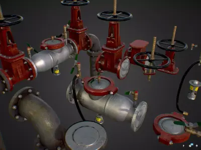 Backflow Water Pipe Constructor Low Poly Game Low-poly 3D model