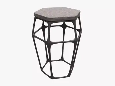 Hexagonal bar chair 02 3D model