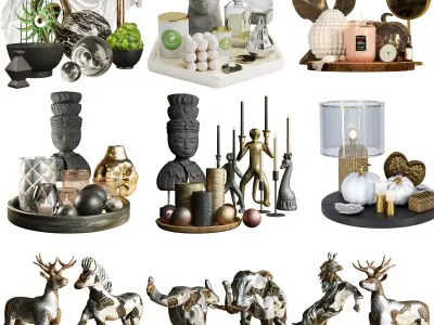 Large set with a decor for a cafe or home 3D model