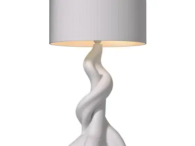 Rustic Wooden Table Lamp Sculptural Design Scandinavian Tree  3D model