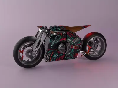 Custom Retrofuturism Cafe Racer Low-poly 3D model
