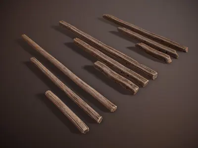 stylized Wood Sticks PBR Low-poly 3D model