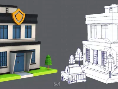 Police Building Low-poly 3D model