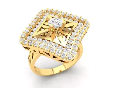 Luxury Square Halo Diamond Ring for Women  540 3D print model