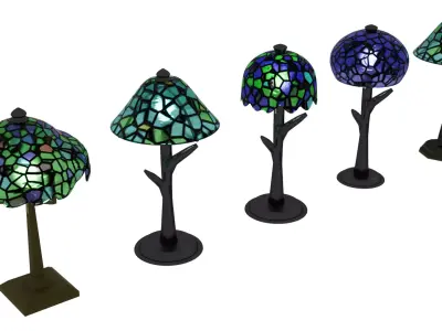 Tiffany Style 3D Lamp 5 Pack Low-poly 3D model