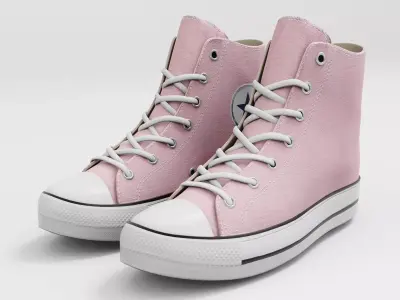 Converse All Star Style Unisex - Shoe Pink PBR Low-poly 3D model