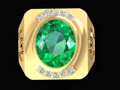 Luxury Round Gemstone Men Ring  2158 3D print model