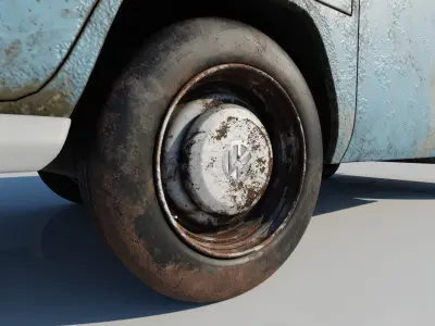 Old rusty Volkswagen Type 2 1978 3D model 3D model