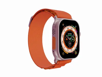 Apple Watch Ultra Titanium Case with Orange Alpine Loop 3ds Max 3D model