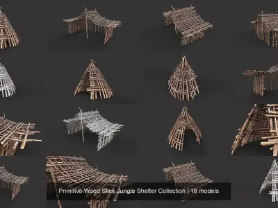 Primitive Wood Stick Jungle Shelter Collection
