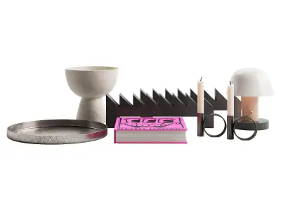 052 Living decor set PINK AND PILLAR 00 3D model