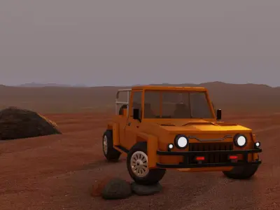 car model orange jeep in desert 3D model