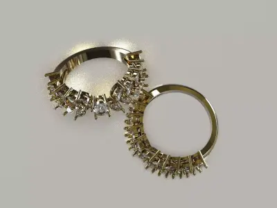 Semi Floral Marquise Diamond Engagement Wedding Set wr0120 3D print model