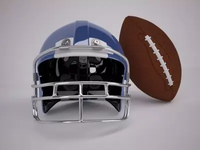 Regulation NFL Football and Helmet 3D model