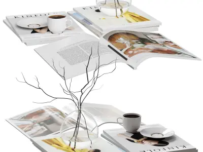Decorative Set with Kinfolk Magazines 3D model