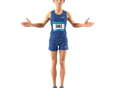 Dynamic Marathon Runner D Character Model  Fully Rigged and A... Low-poly 3D model