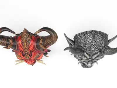 Demon Masks Low-poly 3D model