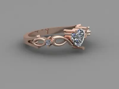 Rose Gold Women Diamond Ring 3D print model 3D print model shop