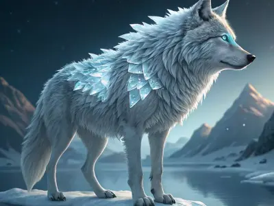 Ice Wolf 3d Model Low-poly 3D model