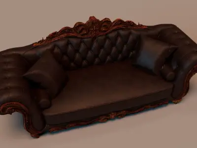 Baroque Leather Sofa  Game Ready  Archviz Asset Low-poly 3D model