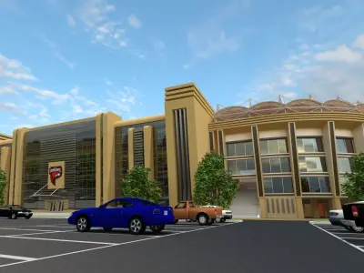 Football Stadium and Car low poly model Low-poly 3D model