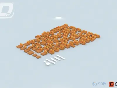 Elgiva Sofa Modular Set 3D model