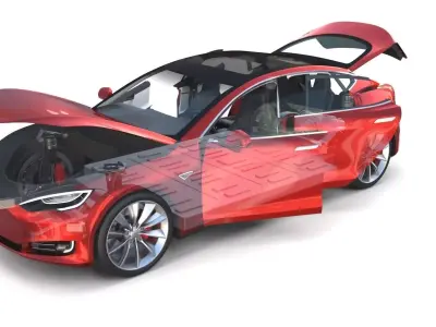 Tesla Model S 2016 Red with interior and chassis 3D model