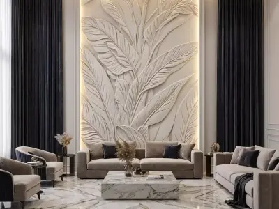 modern panel wall decor set relief stl mural CNC 252 3D model