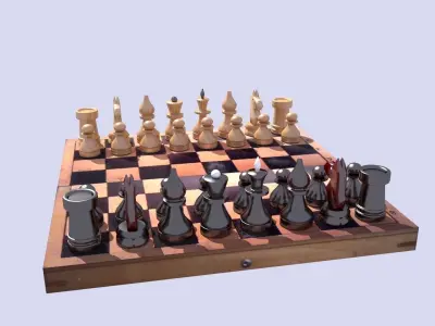 Classic Wooden Chess 3D model
