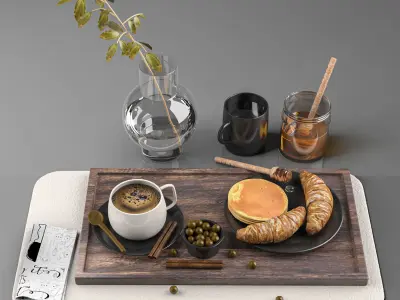 breakfast and coffee set 3D model
