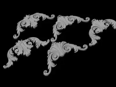 5 Corner decor ornament for furniture 3D model