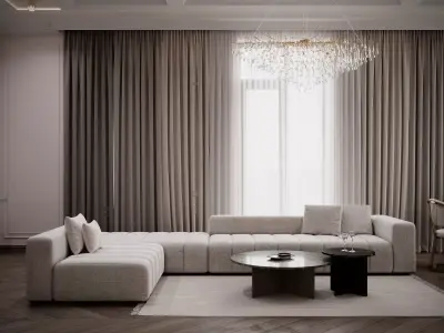 Living Room Neoclassic Low-poly 3D model
